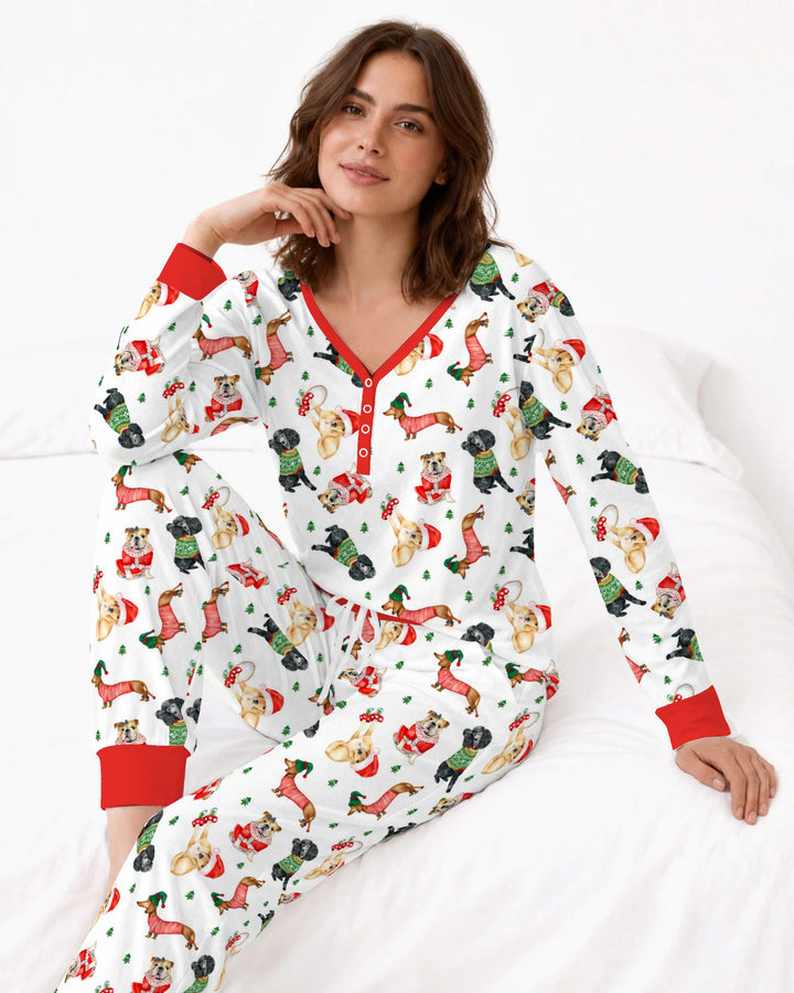 Christmas Dogs in Holiday Sweaters Bamboo Women Pajama Set