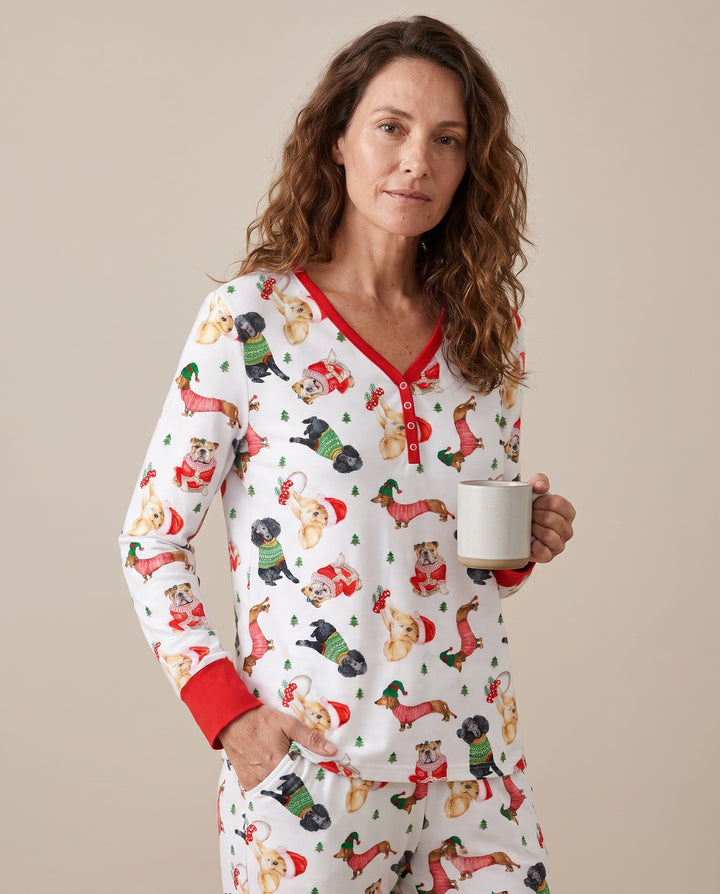 Christmas Dogs in Holiday Sweaters Bamboo Women Pajama Set