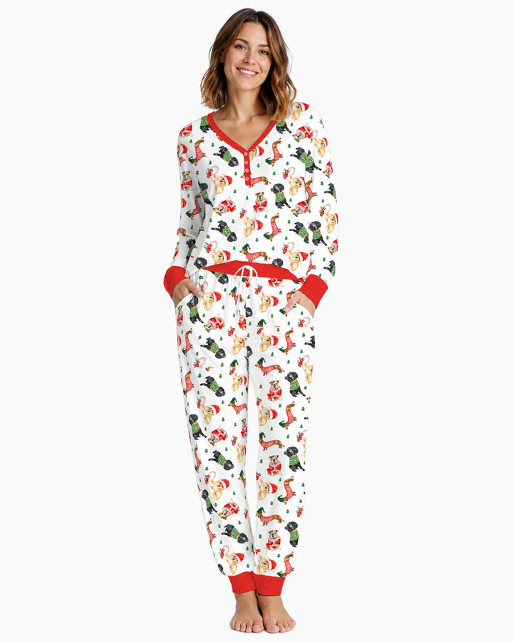 Christmas Dogs in Holiday Sweaters Bamboo Women Pajama Set