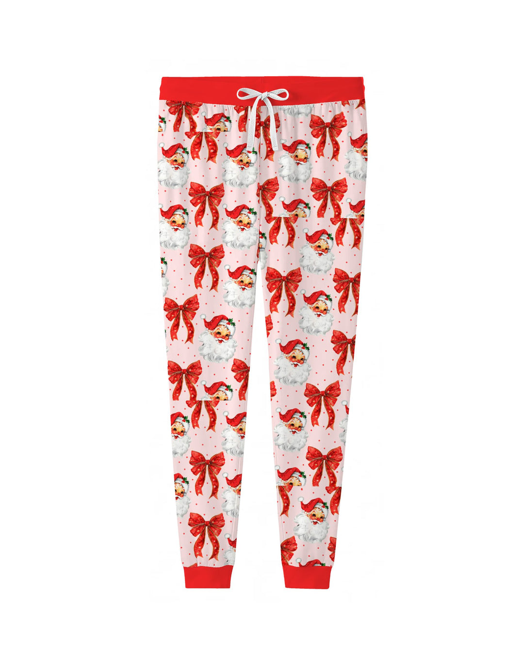 Vintage Santa Red Bow Christmas Bamboo Women Pajama Set