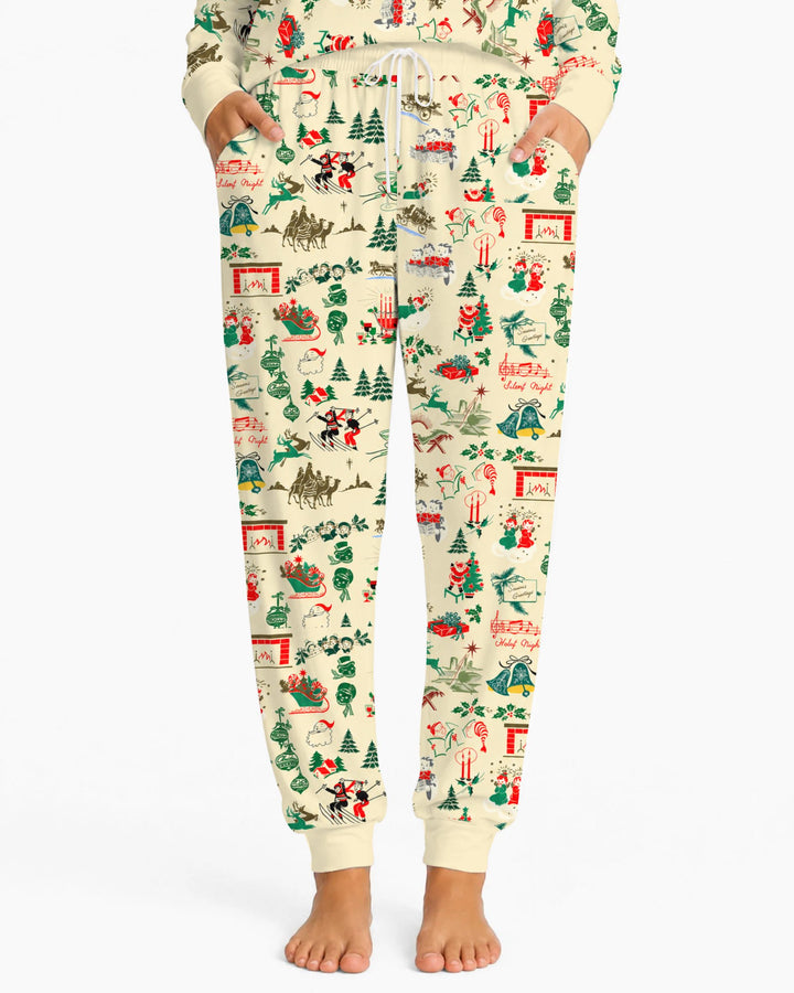 Retro Mid Century Christmas Nostalgia Bamboo Women Pajama Set