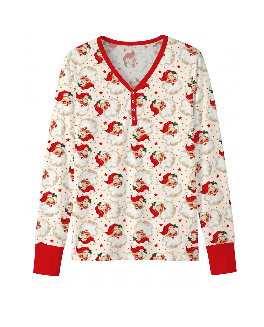Vintage Santa Red Star Christmas Bamboo Women Pajama Set