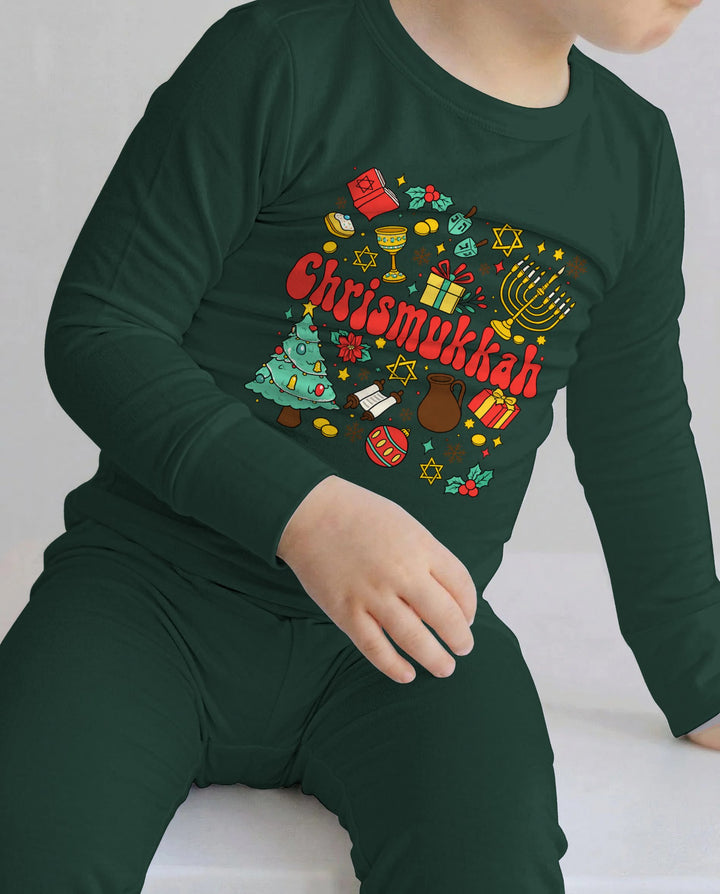 Chrismukkah Christmas Hanukkah Celebration Bamboo Two Piece Long Sleeve Pajama Set