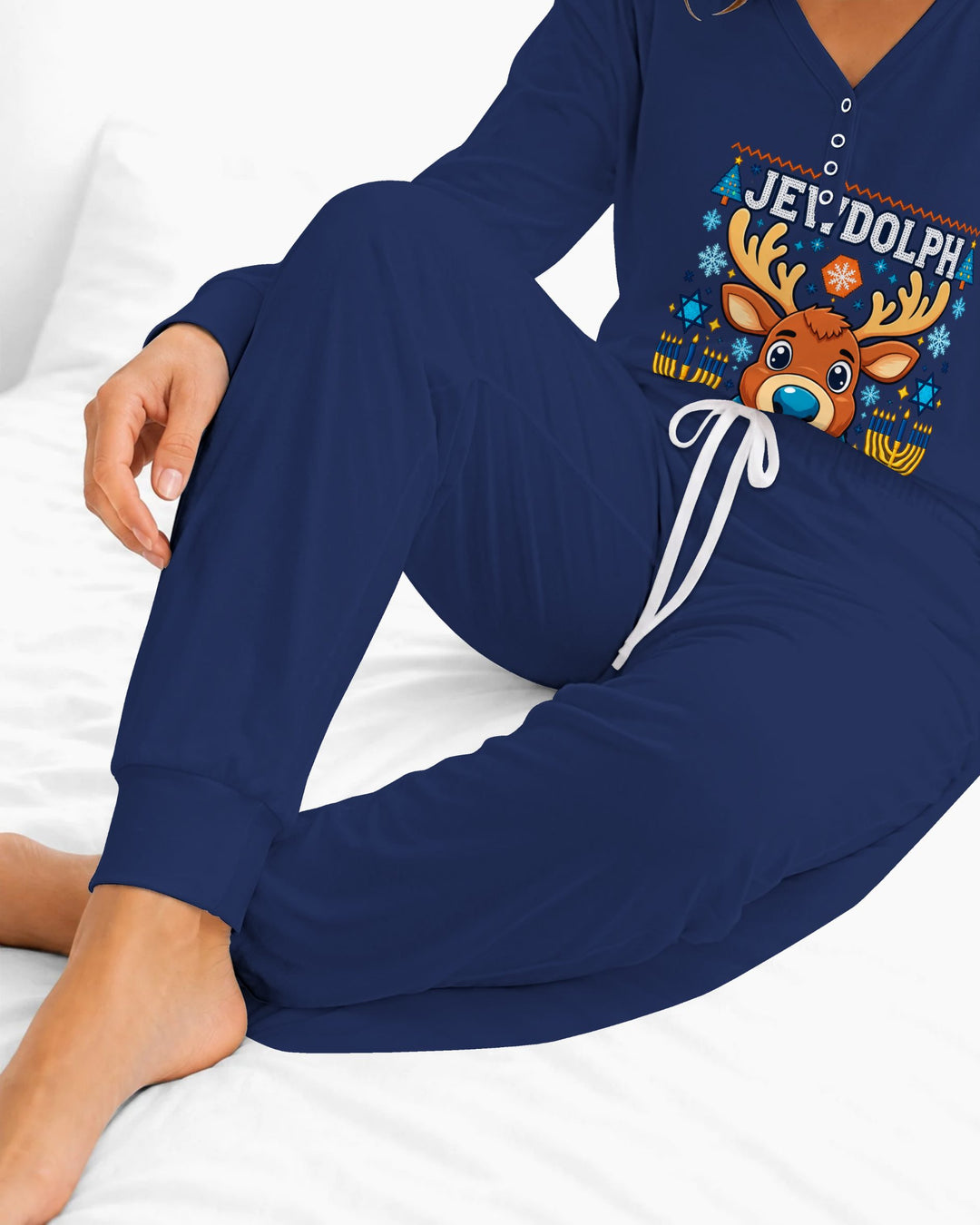 Jewdolph Hanukkah Reindeer Bamboo Women Pajama Set