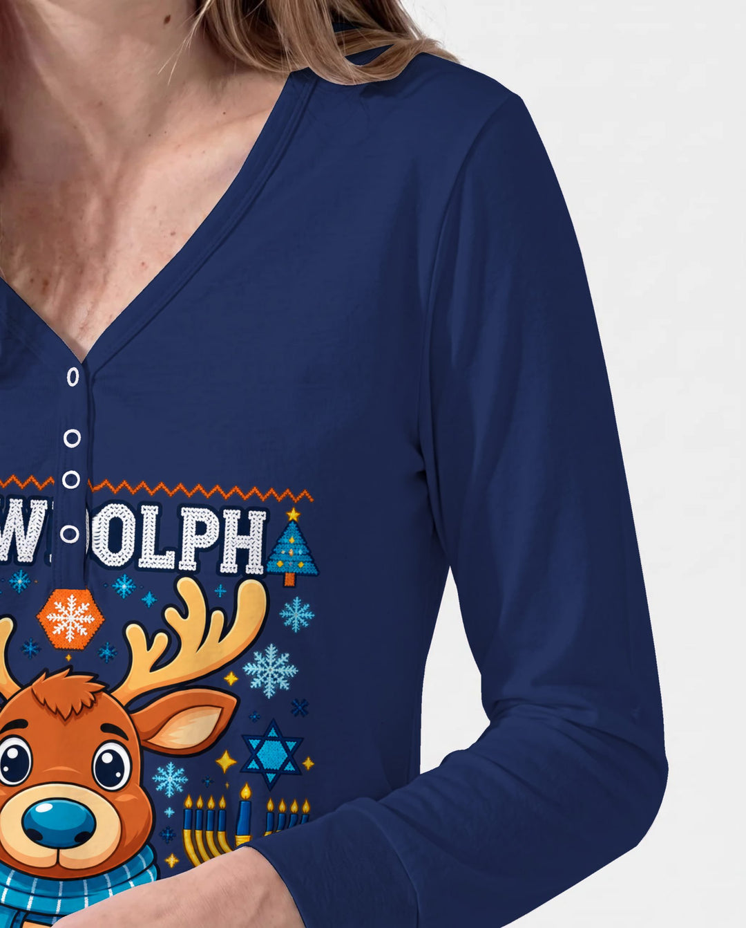 Jewdolph Hanukkah Reindeer Bamboo Women Pajama Set