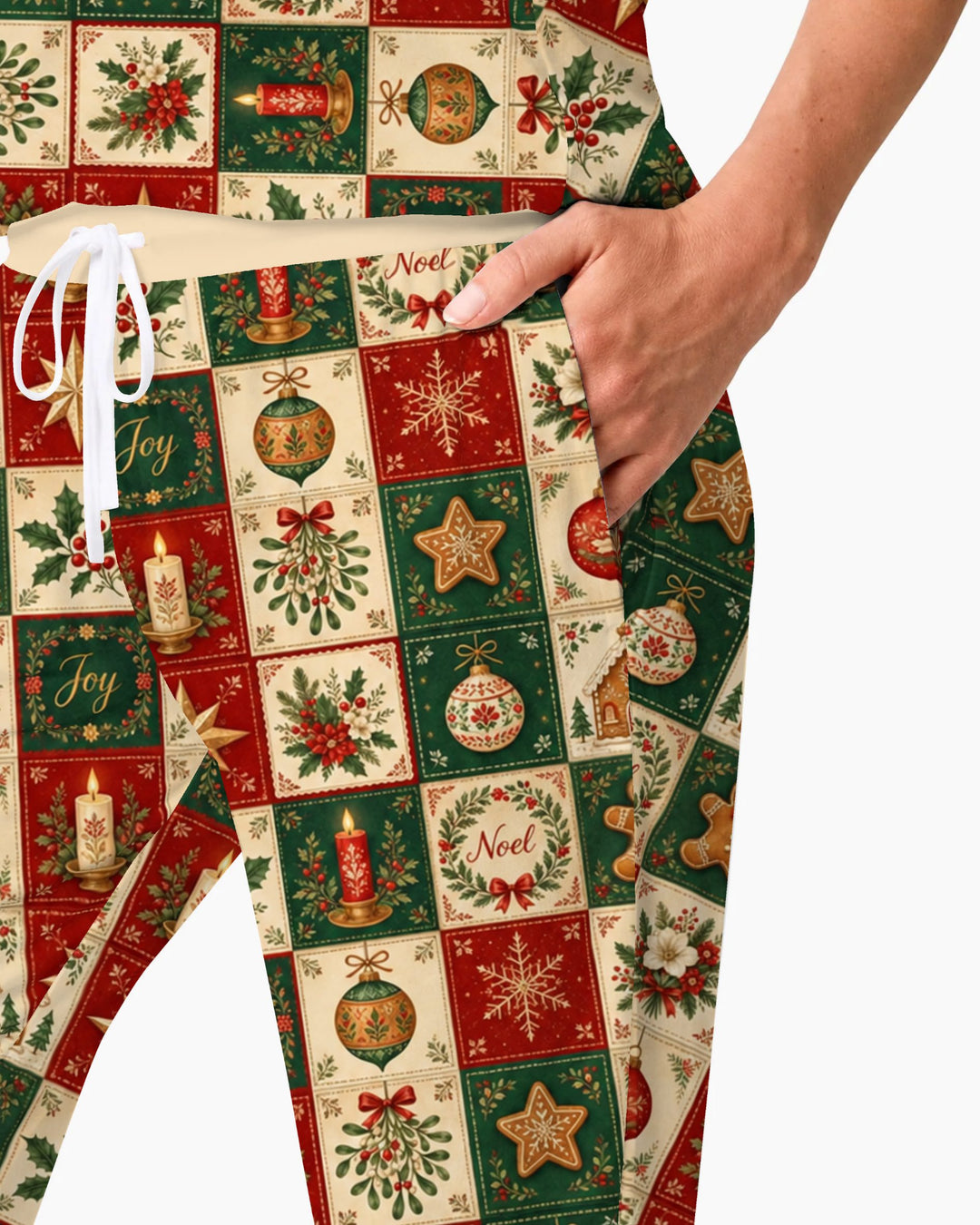 Vintage Christmas Holiday Patchwork Bamboo Women Pajama Set
