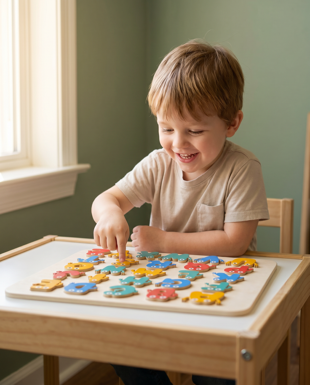 Funny Letter Friends Wooden Alphabet Puzzle