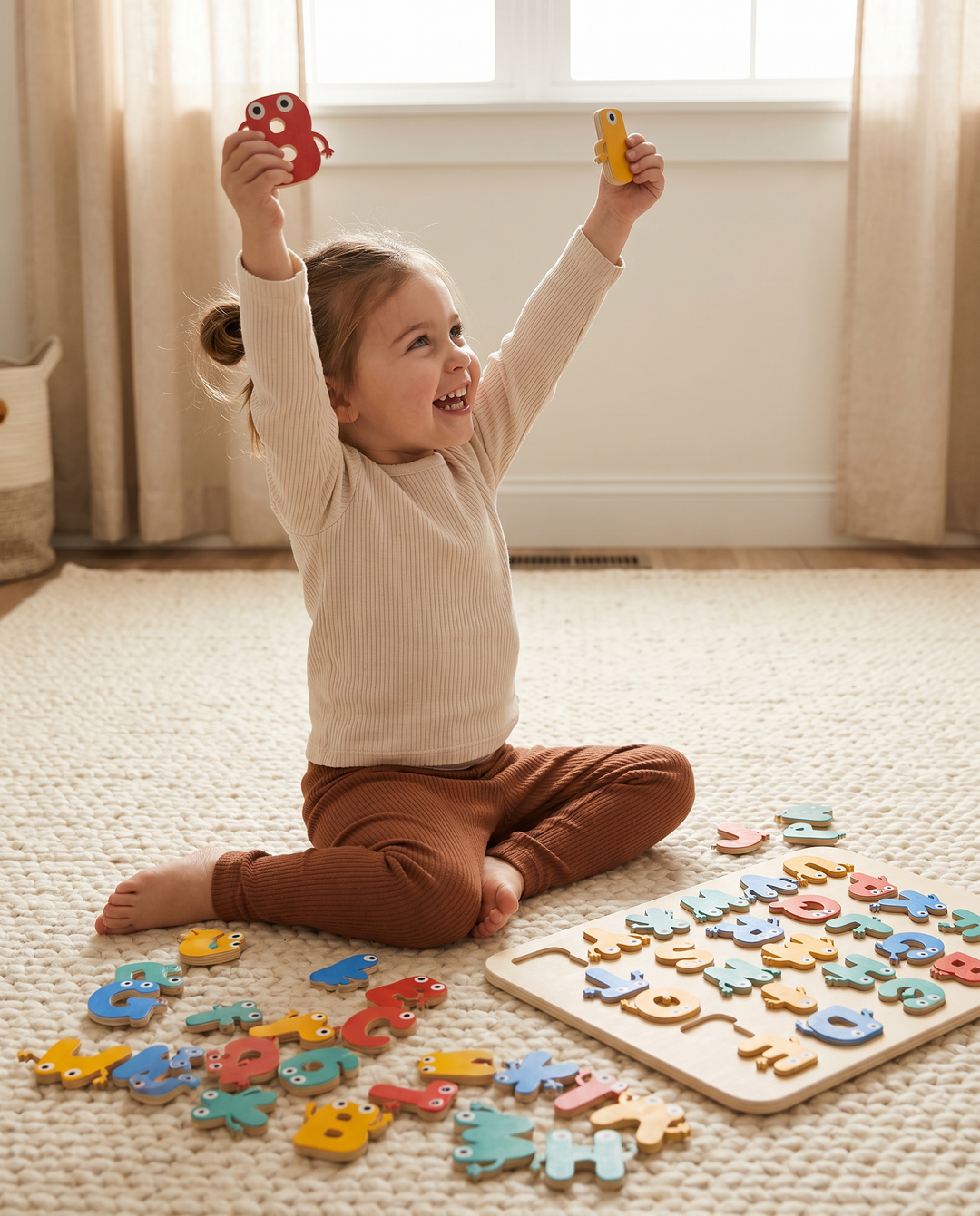 Funny Letter Friends Wooden Alphabet Puzzle