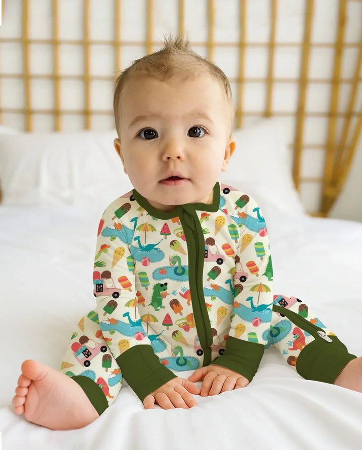 Pijama Dino Summer Splash Bamboo Convertible con Cremallera