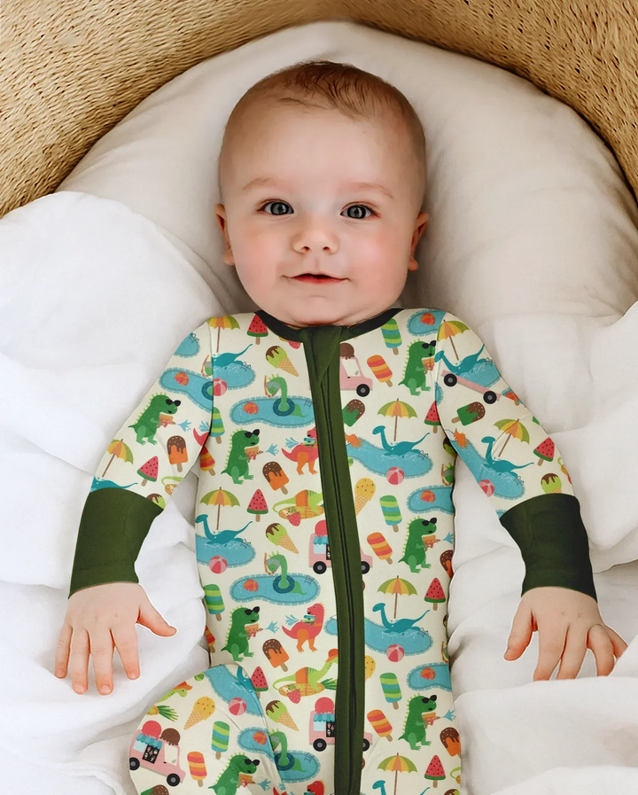 Pijama Dino Summer Splash Bamboo Convertible con Cremallera