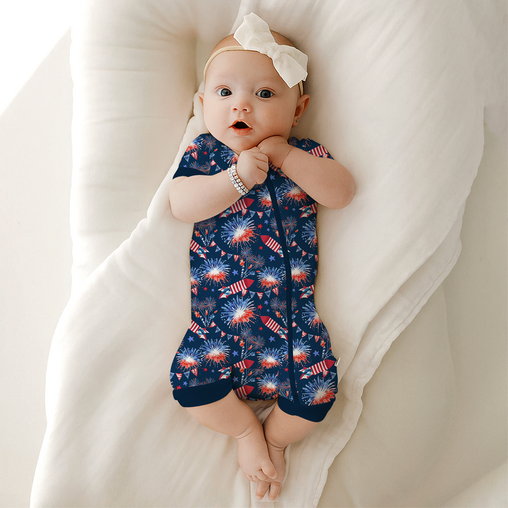 Firework Shorty Zippered Romper