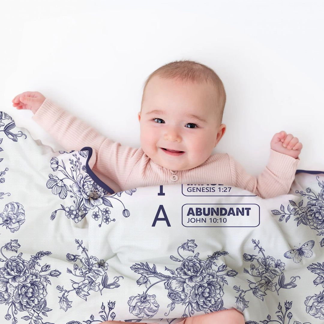God Says I Am – Faith in Bloom Custom Name and Affirmations Toddler Blanket