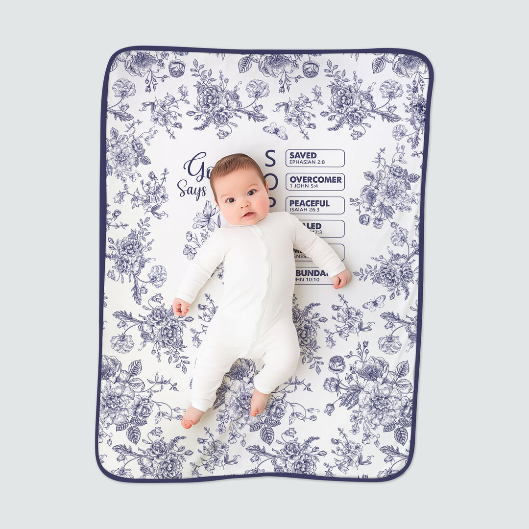 God Says I Am – Faith in Bloom Custom Name and Affirmations Toddler Blanket