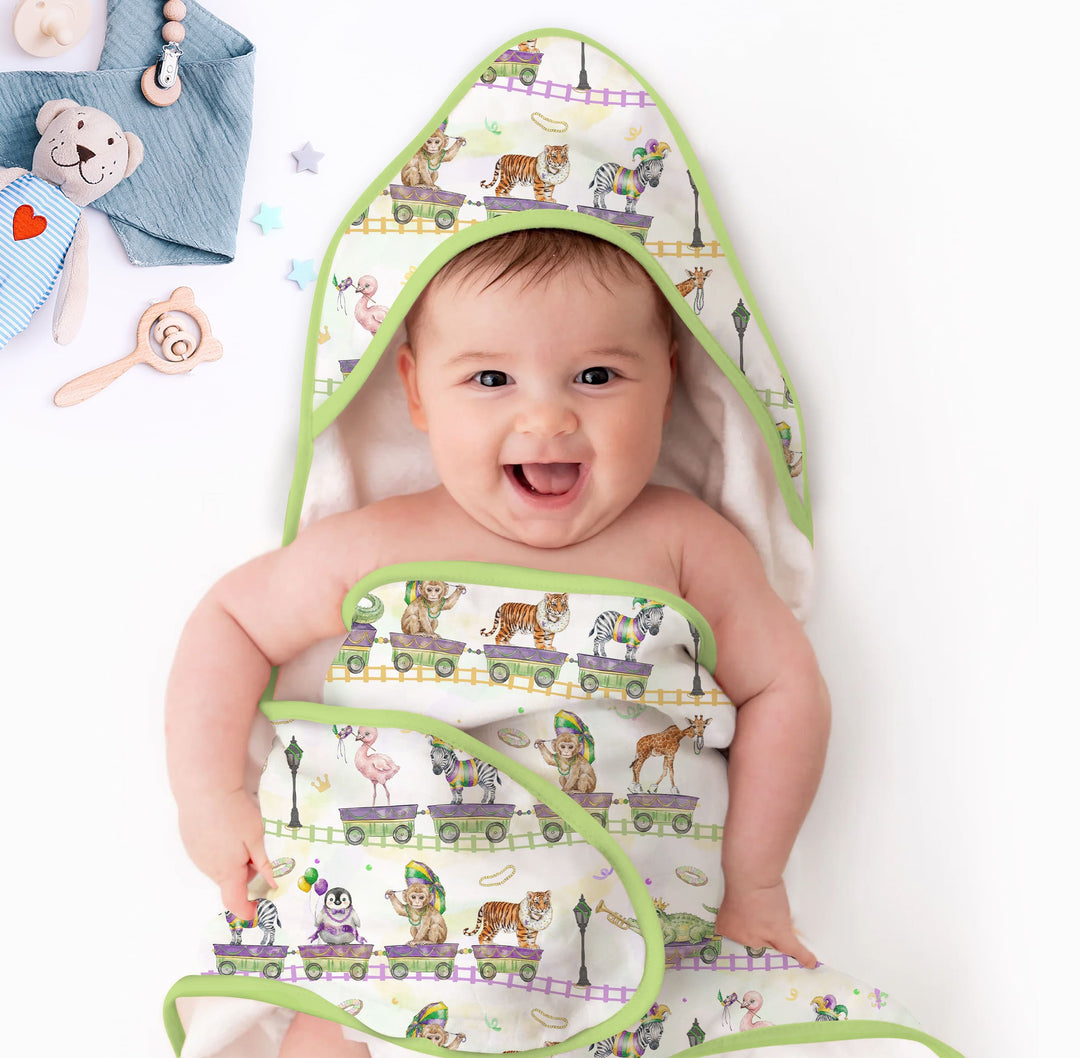 Mardi Gras Jungle Krewe Hooded Towel Set