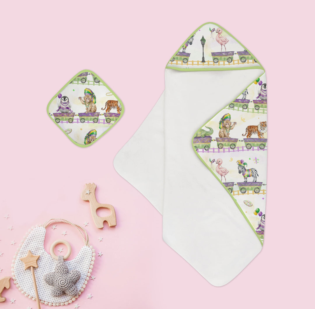 Mardi Gras Jungle Krewe Hooded Towel Set