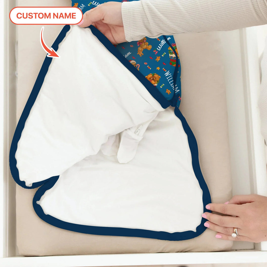 Teddy Bear Merry Christmas Custom Name Sleep Bag