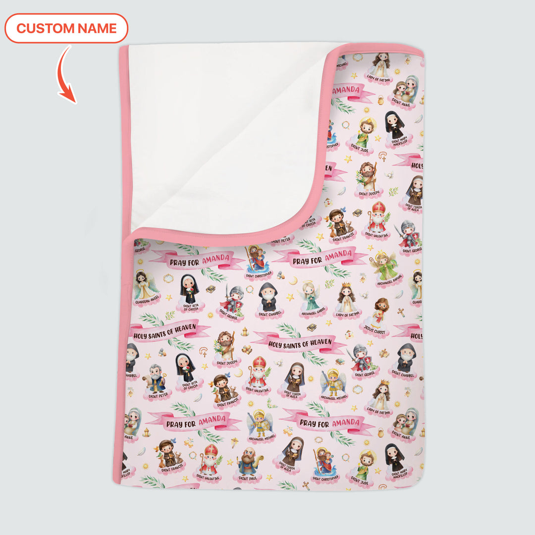 Holy Saints of Heaven Custom Name Toddler Blanket