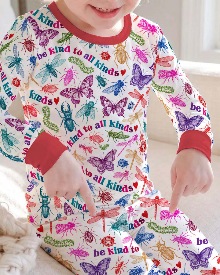 Be Kind to All Bug Kinds Bamboo Two Piece Long Sleeve Pajama Set