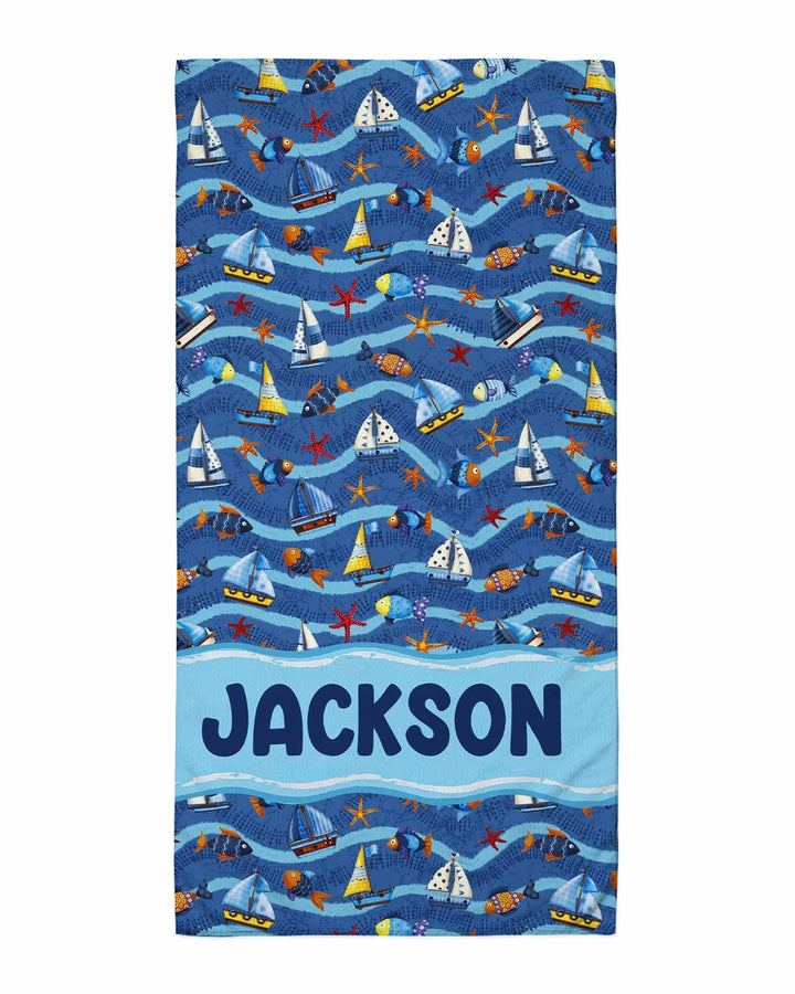 Blue Sail La Vie Family Matching Bamboo Beach Towel