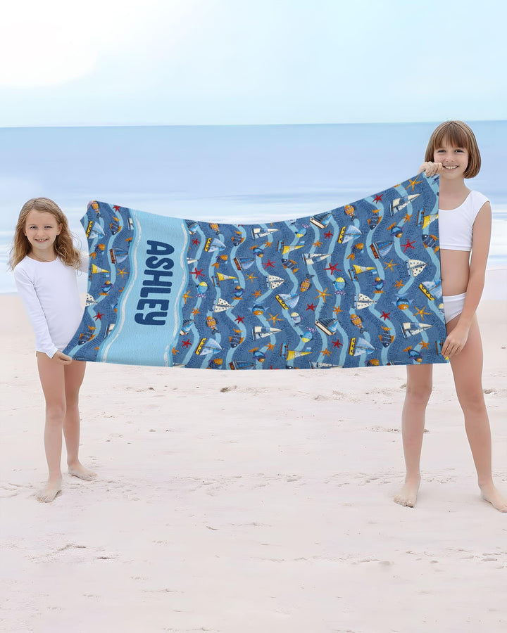 Blue Sail La Vie Family Matching Bamboo Beach Towel