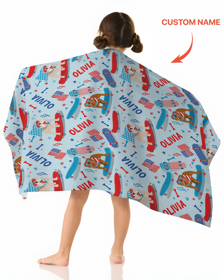 Joyful American Skates Custom Kid Bamboo Beach Towel