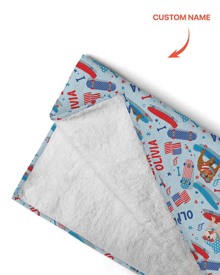 Joyful American Skates Custom Kid Bamboo Beach Towel