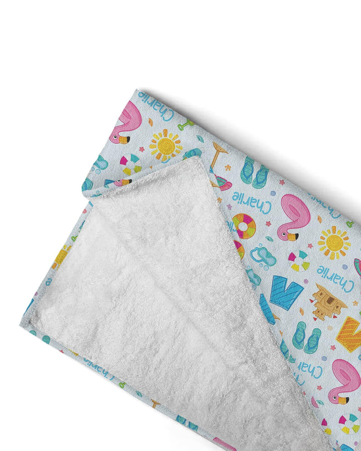 Custom Name Summer is Fun Bamboo Beach Towel