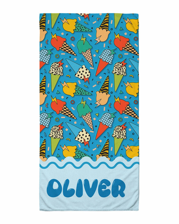 Summer Retro Ice Creams Family Matching Bamboo Beach Towel