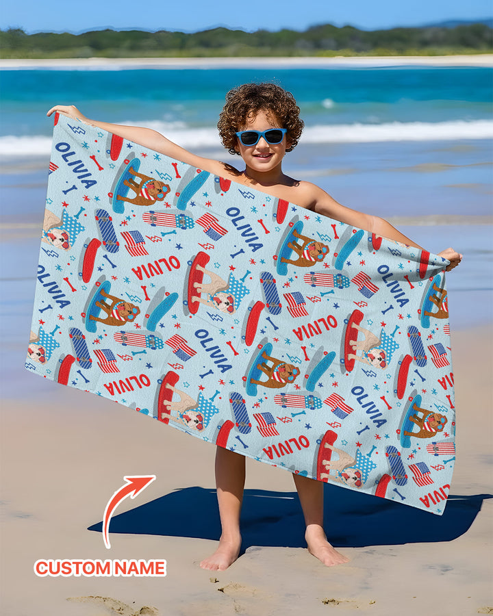 Joyful American Skates Custom Kid Bamboo Beach Towel