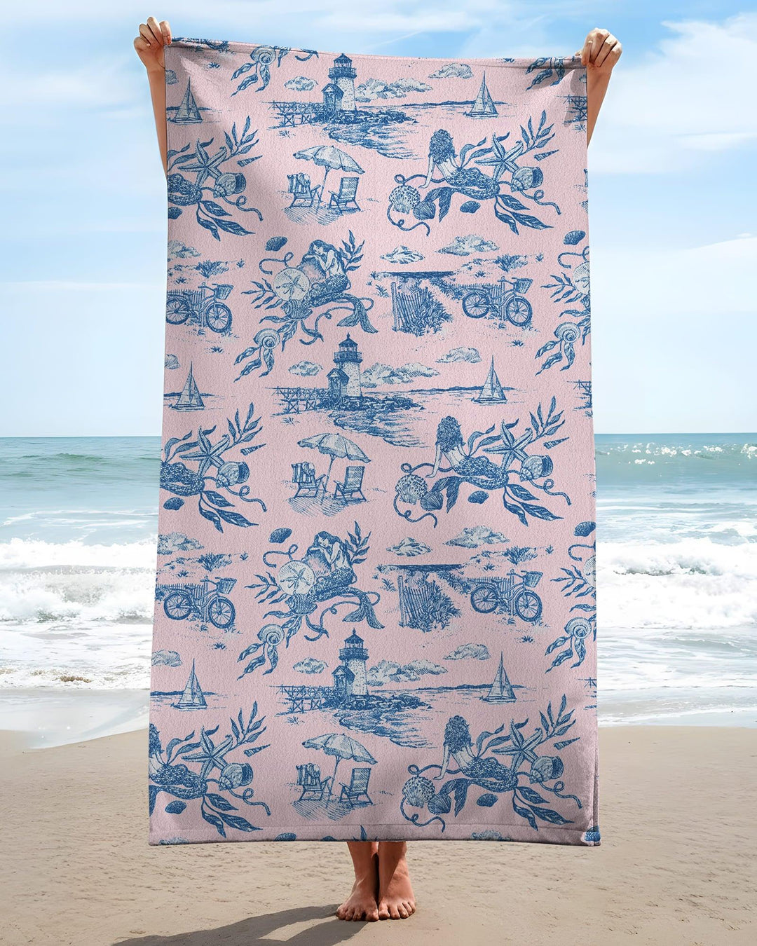 Summer Toile Bamboo Beach Towel