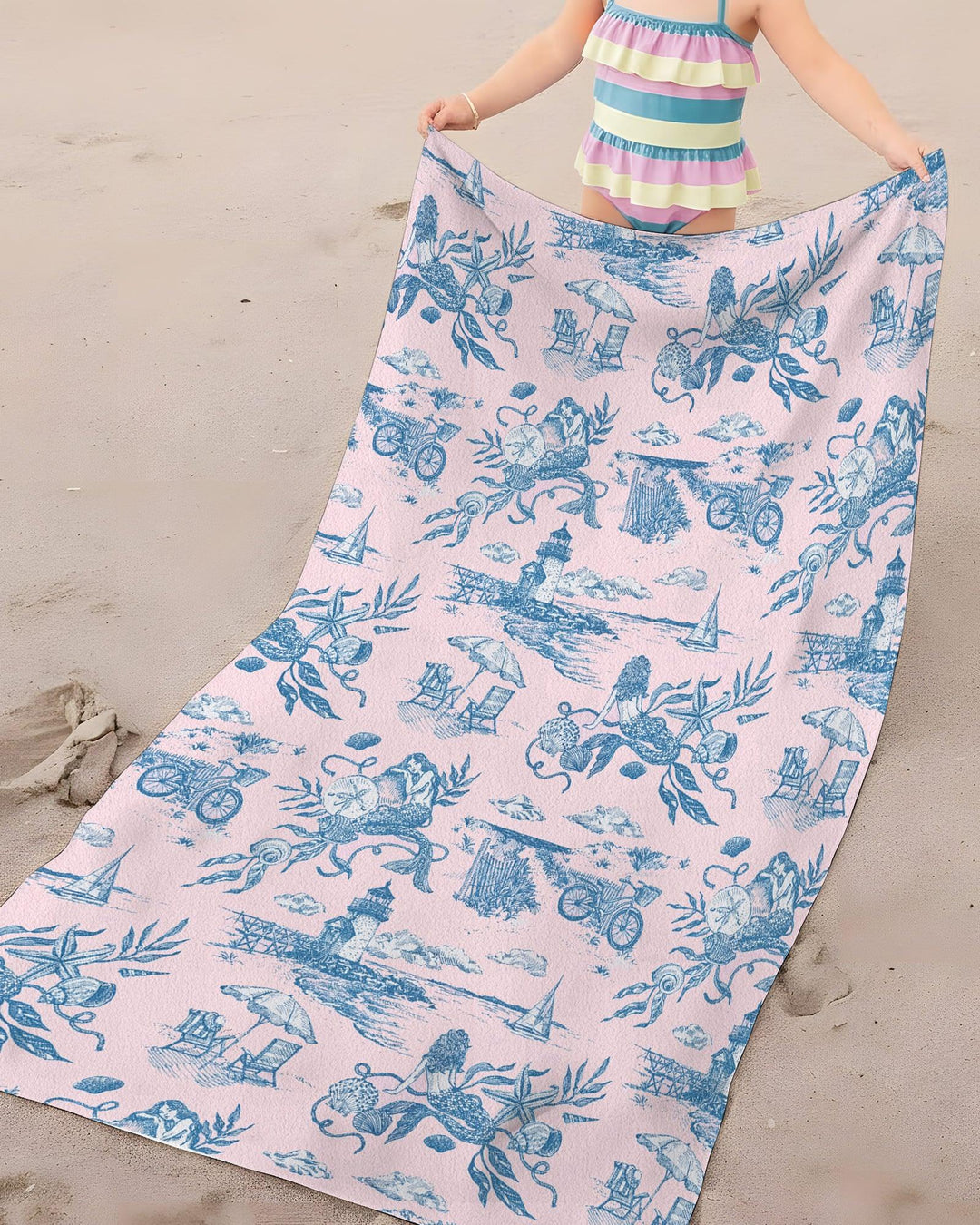 Summer Toile Bamboo Beach Towel