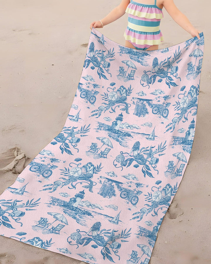 Summer Toile Bamboo Beach Towel