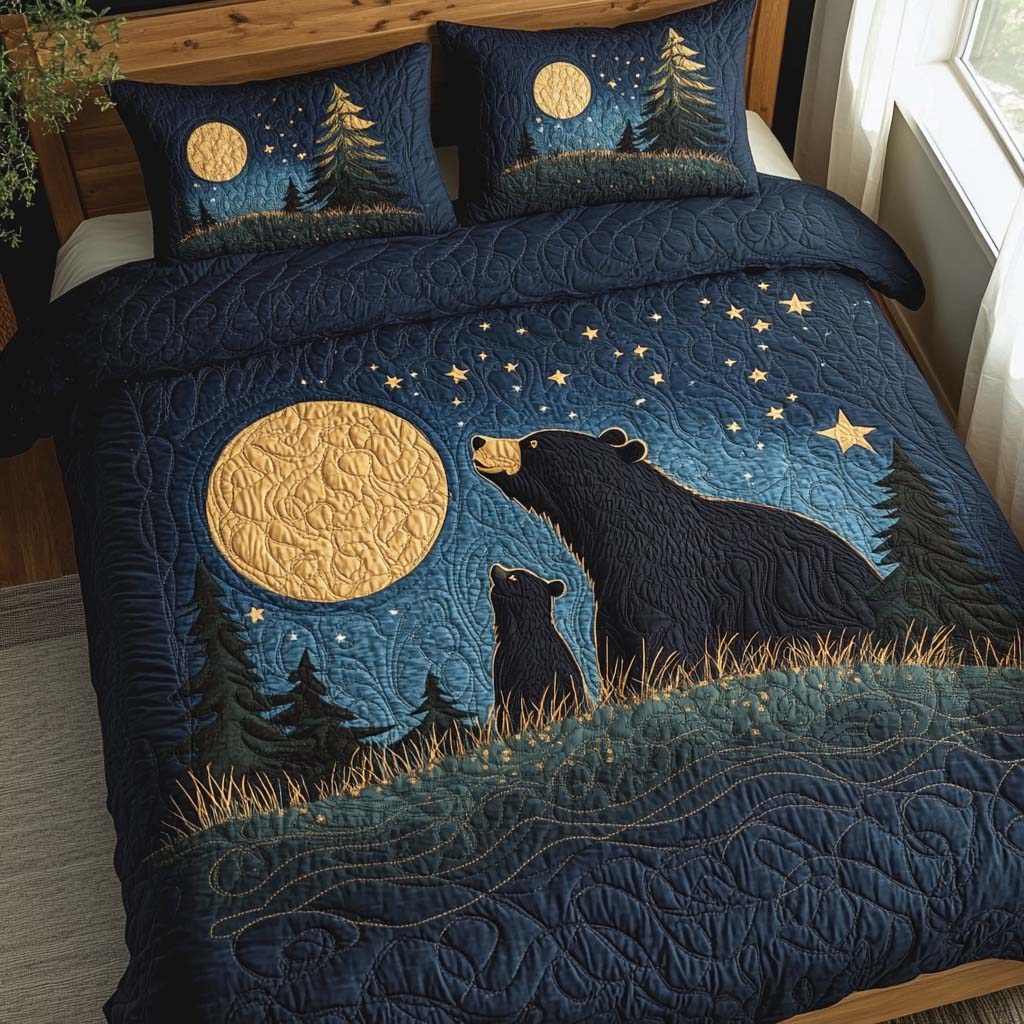 Bear Woodland Bliss Bamboo Quilt Bedding Set