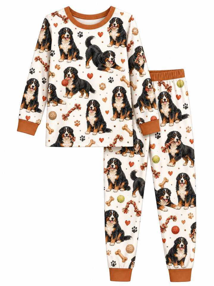 Bernese Dog Playtime Bamboo Two Piece Long Sleeve Pajama Set