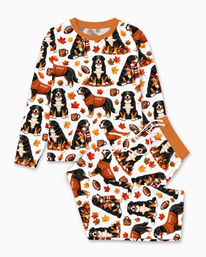 Bernese Mountain Dog Football Fall Bamboo Men's Pajama Set