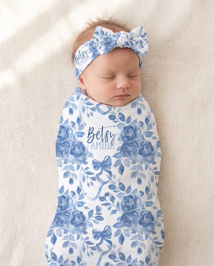 Personalized Betsy's Blooms Bamboo Swaddle Blanket