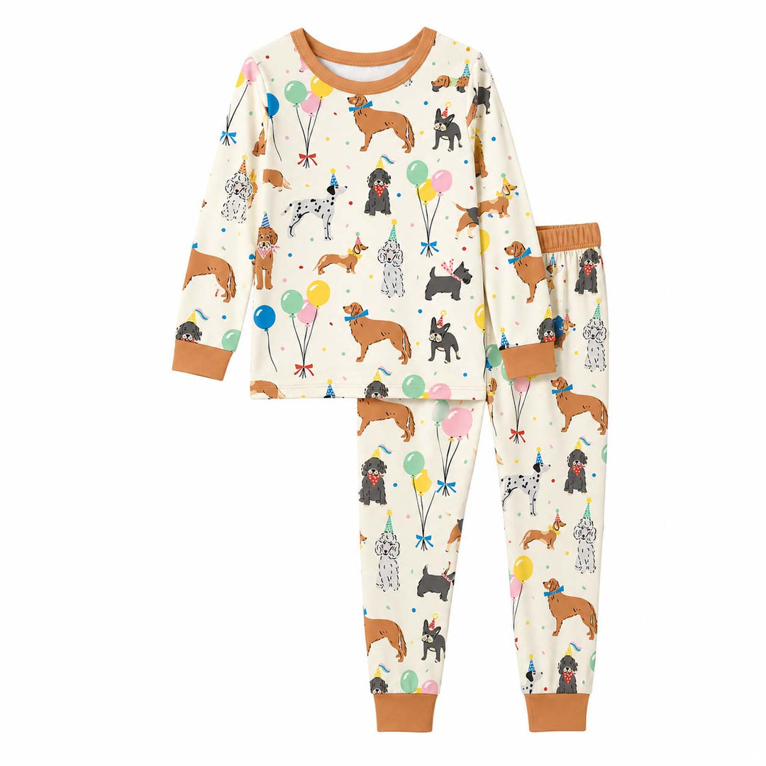 Birthday Puppy Party Bamboo Two Piece Long Sleeve Pajama Set