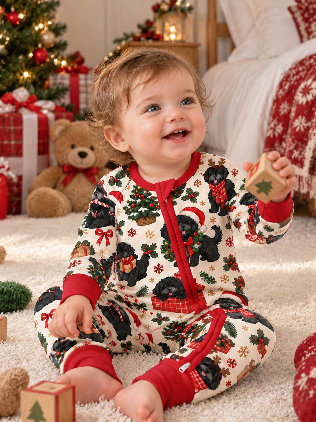 Black Dog Christmas Cheer Bamboo Convertible Zippy