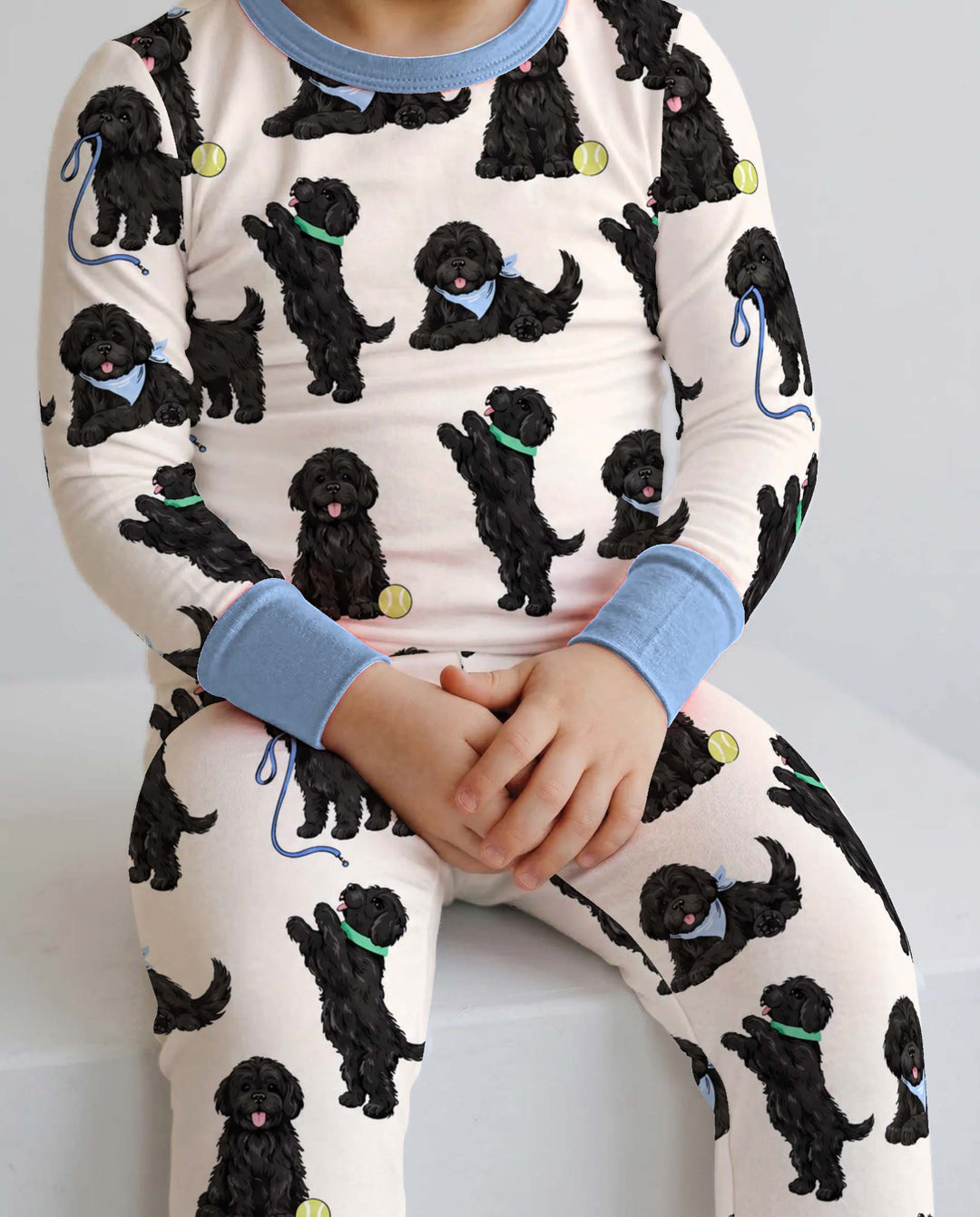 Black Dog Playtime Bamboo Two Piece Long Sleeve Pajama Set
