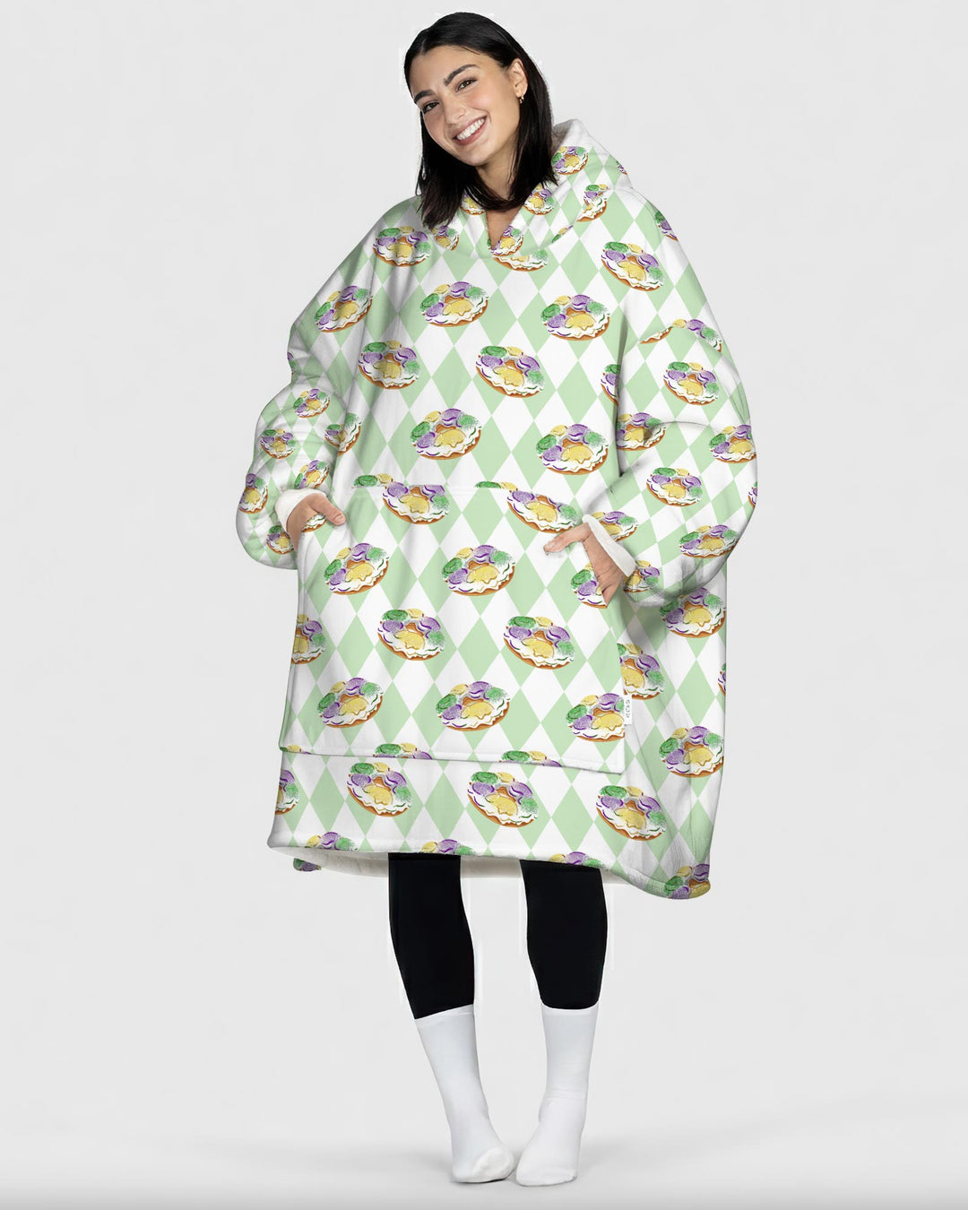 Mardi Gras Donut Wearable Blanket Hoodie