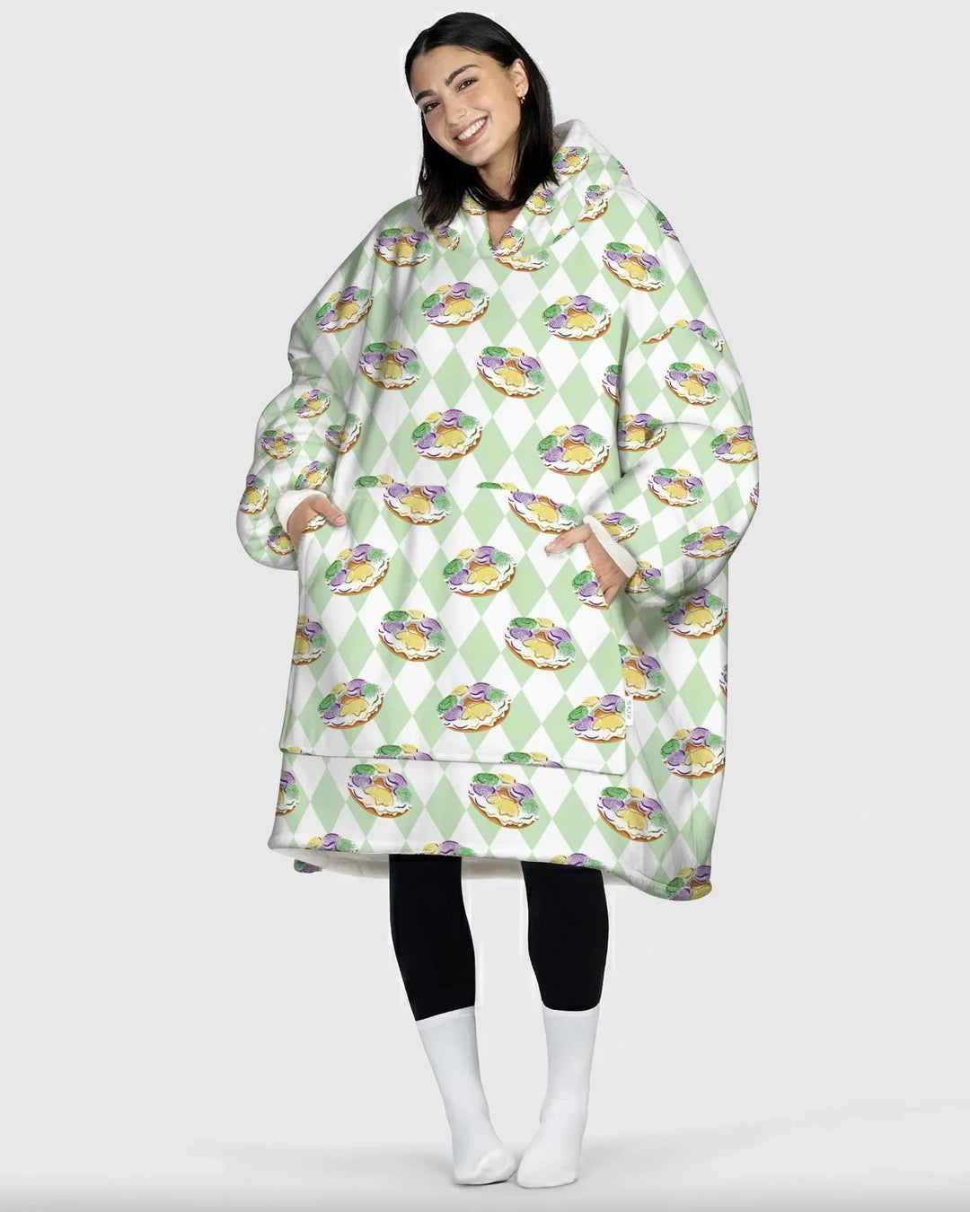 Mardi Gras Donut Tragbarer Bambus-Decken-Hoodie