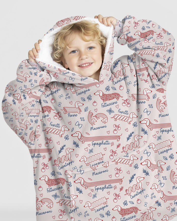 Funny Dachshund Pasta Pups Bamboo Blanket Hoodie