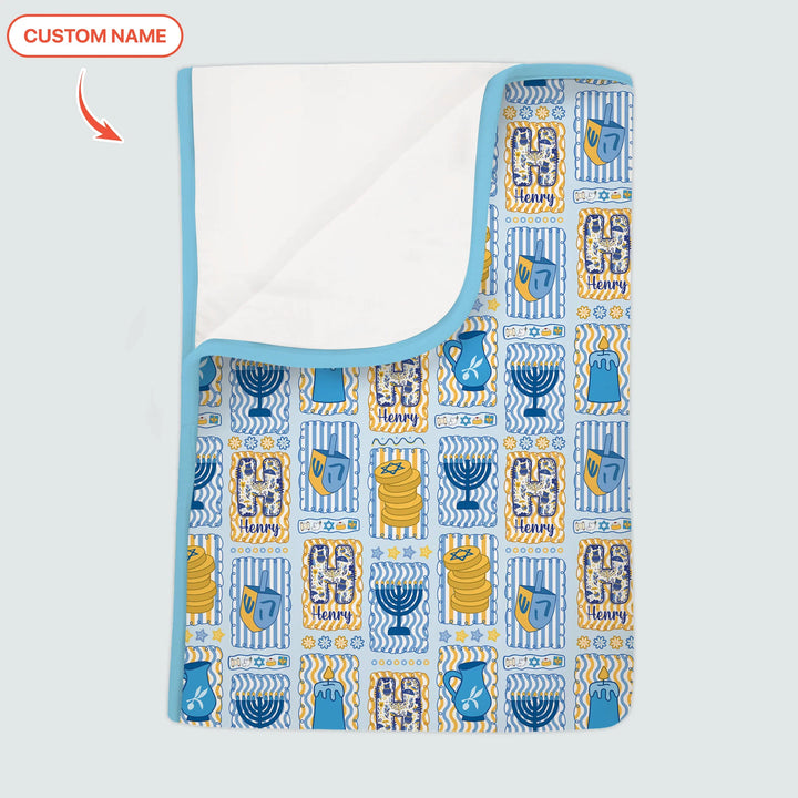 Custom Name Hanukkah Wonderland Toddler Blanket