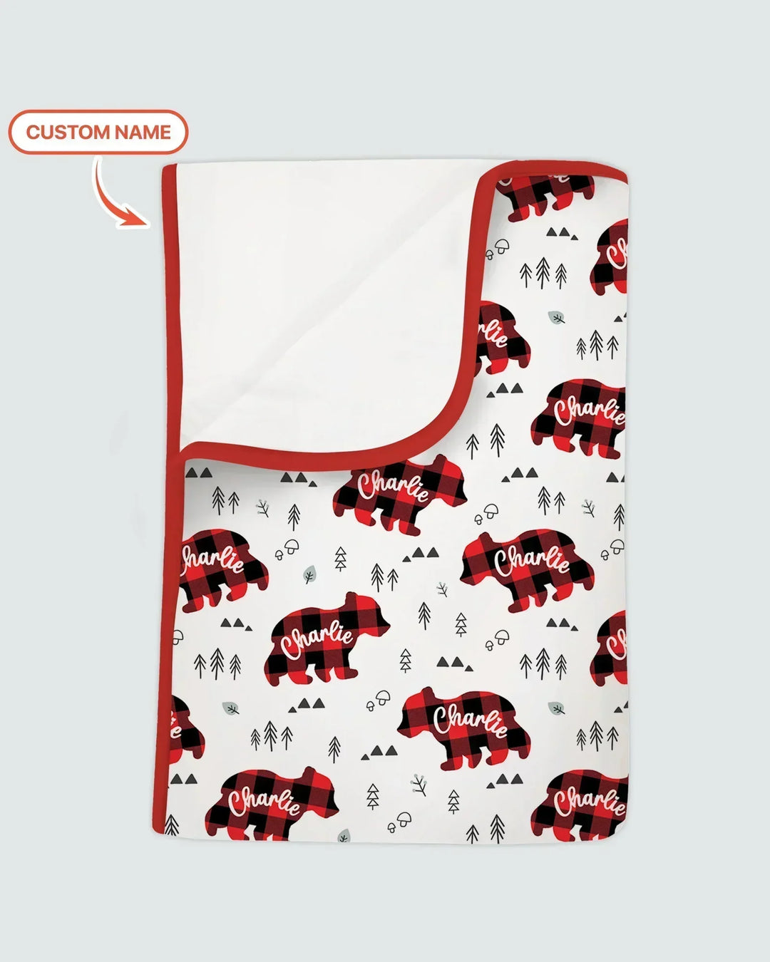Custom Name Family Bear Matching Bamboo Blanket