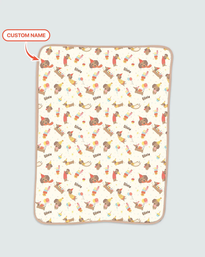 Dachshund Birthday Bamboo Blanket