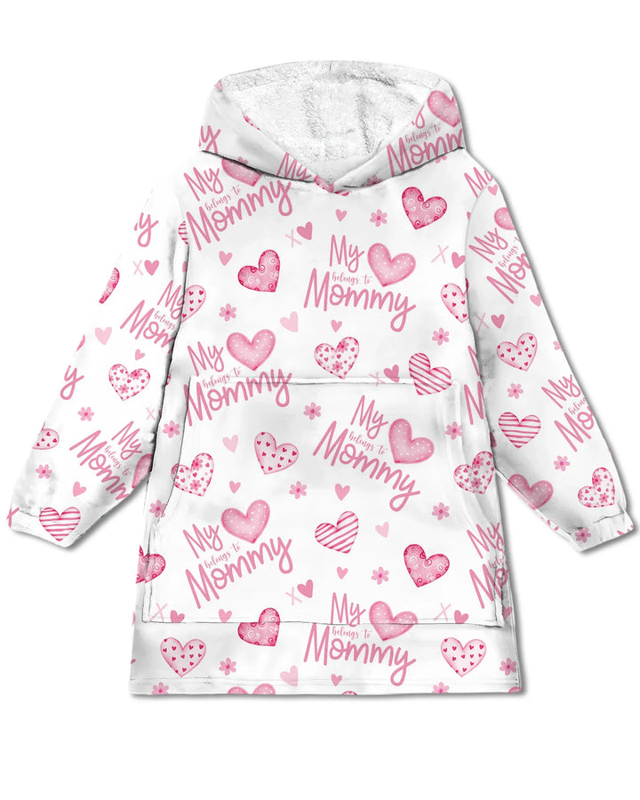 My Heart Belongs To Mommy Wearable Bamboo Blanket Hoodie