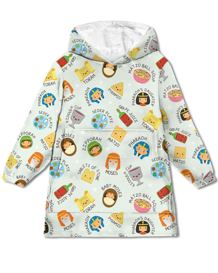 Cute Passover Characters Wearable Blanket Hoodie
