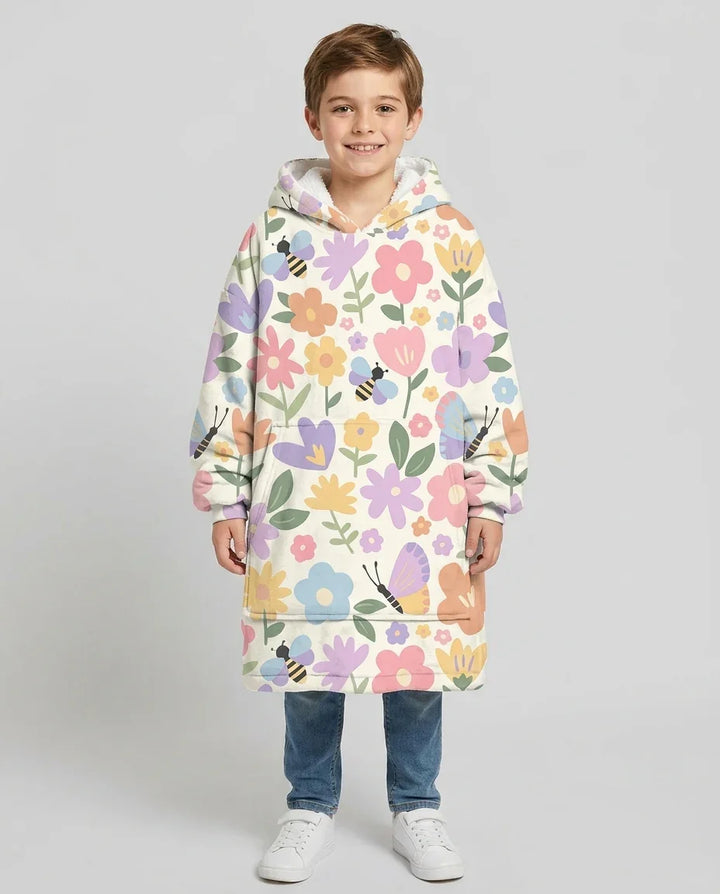 Flower Gardens Wearable Bamboo Blanket Hoodie