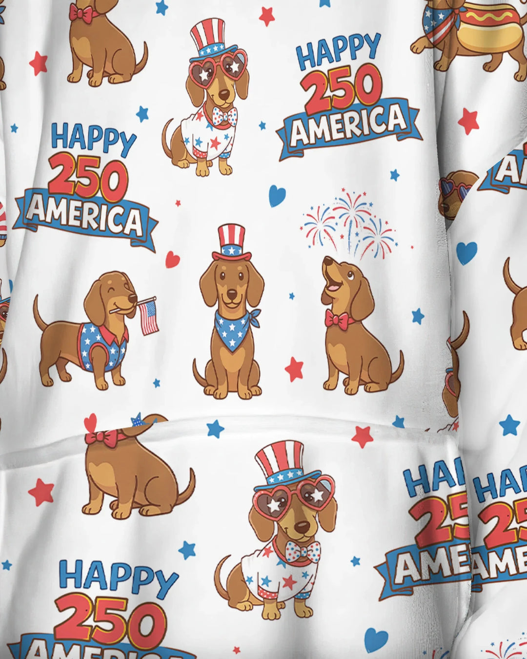 Red, White & Wiener Wearable Bamboo Blanket Hoodie