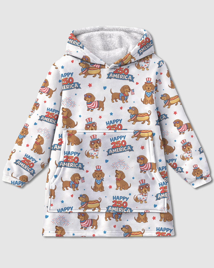 Red, White & Wiener Wearable Bamboo Blanket Hoodie